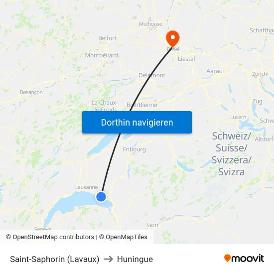 Saint-Saphorin (Lavaux) to Huningue map