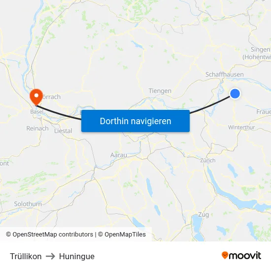 Trüllikon to Huningue map