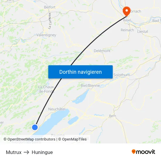 Mutrux to Huningue map