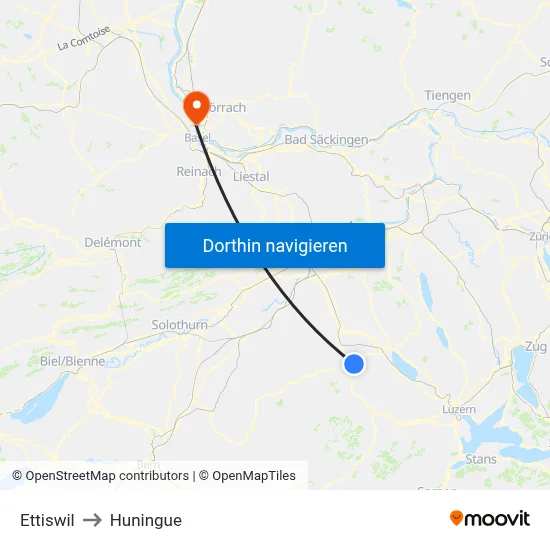 Ettiswil to Huningue map