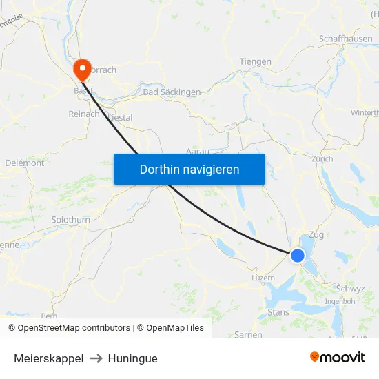 Meierskappel to Huningue map