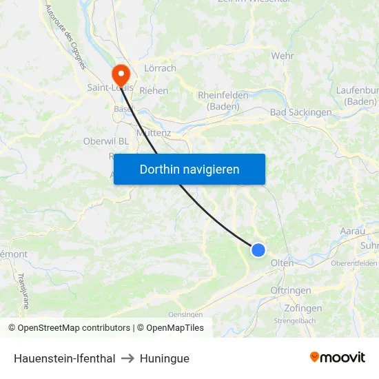 Hauenstein-Ifenthal to Huningue map