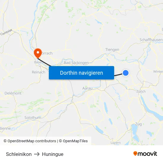 Schleinikon to Huningue map