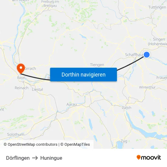 Dörflingen to Huningue map
