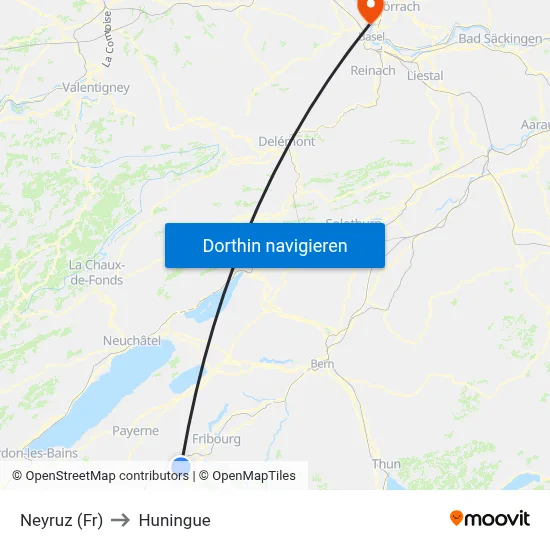 Neyruz (Fr) to Huningue map