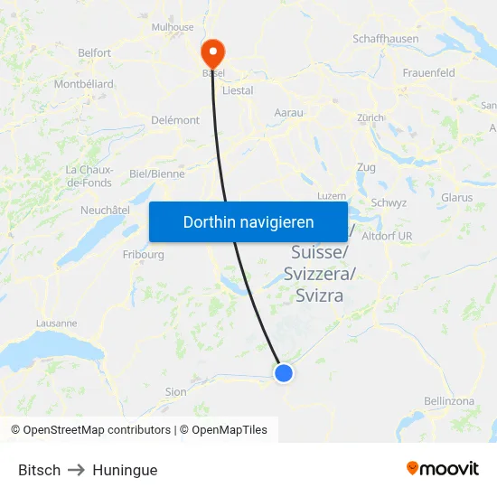 Bitsch to Huningue map