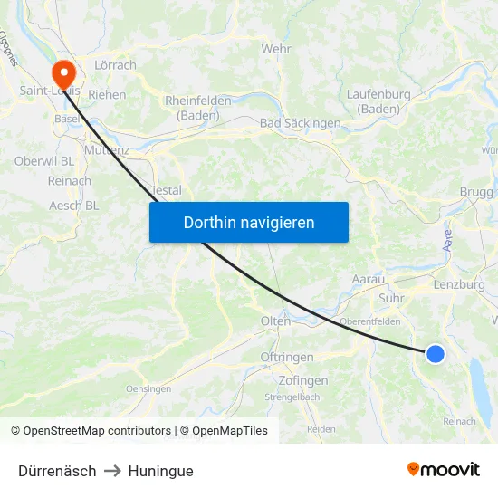 Dürrenäsch to Huningue map
