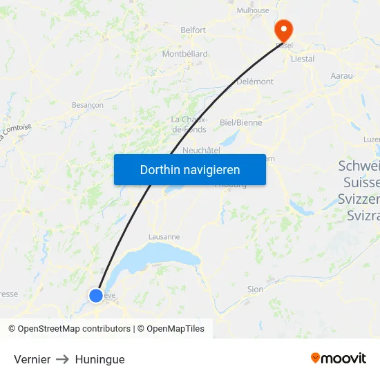 Vernier to Huningue map