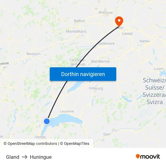 Gland to Huningue map