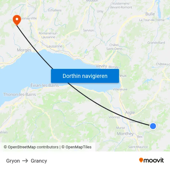 Gryon to Grancy map