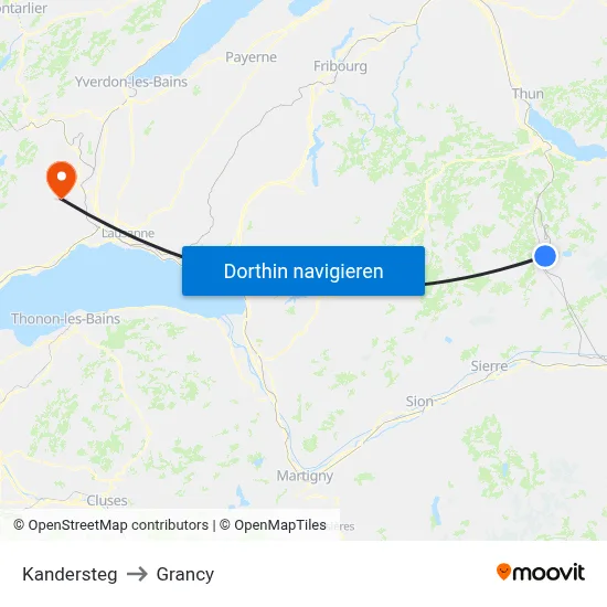 Kandersteg to Grancy map