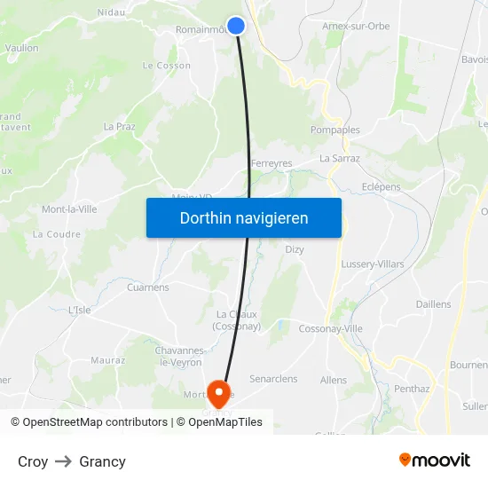 Croy to Grancy map