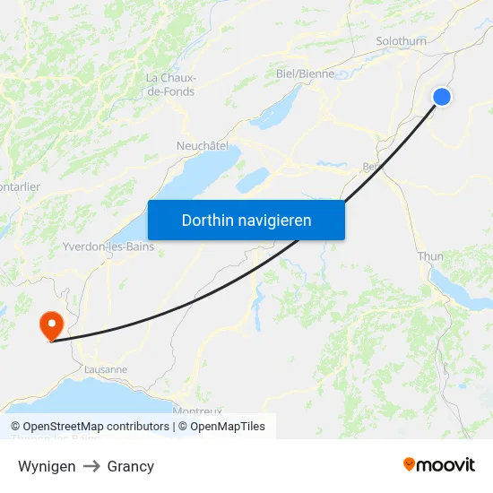 Wynigen to Grancy map