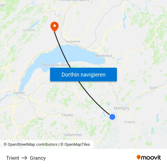 Trient to Grancy map