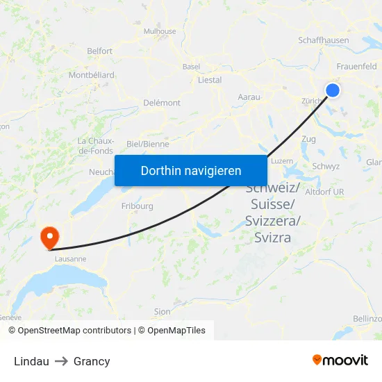 Lindau to Grancy map