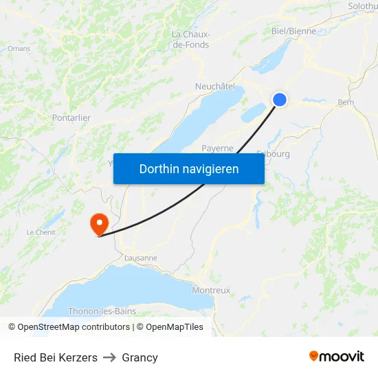 Ried Bei Kerzers to Grancy map