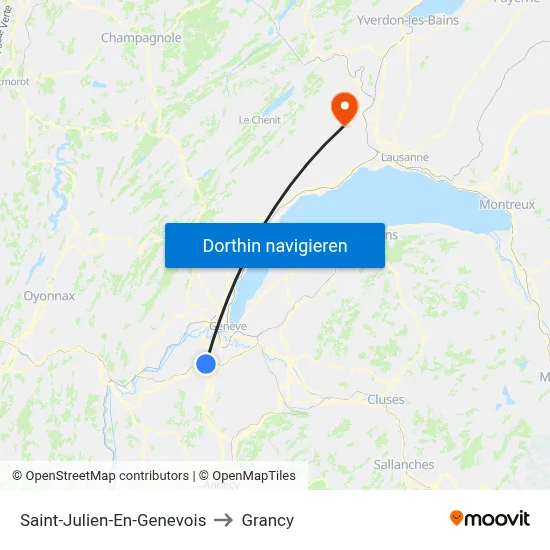 Saint-Julien-En-Genevois to Grancy map