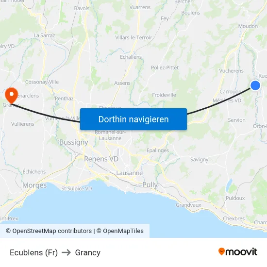 Ecublens (Fr) to Grancy map