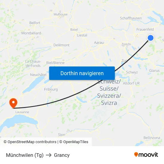 Münchwilen (Tg) to Grancy map