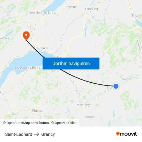 Saint-Léonard to Grancy map