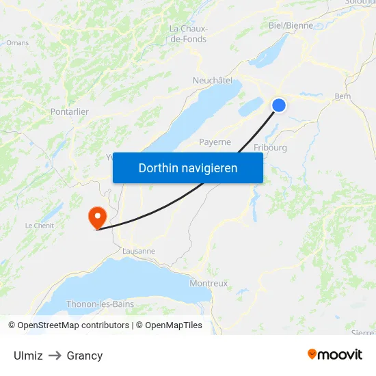 Ulmiz to Grancy map