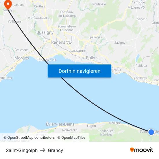 Saint-Gingolph to Grancy map