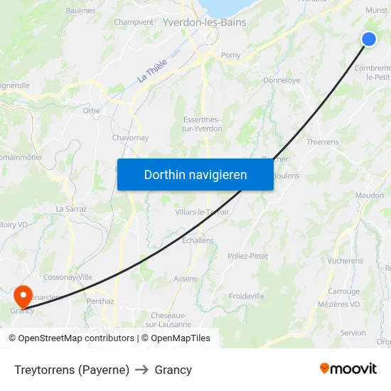 Treytorrens (Payerne) to Grancy map