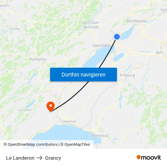 Le Landeron to Grancy map
