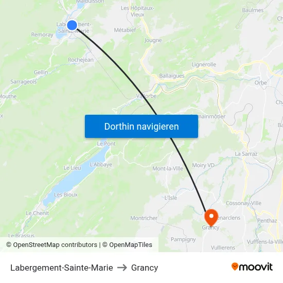 Labergement-Sainte-Marie to Grancy map