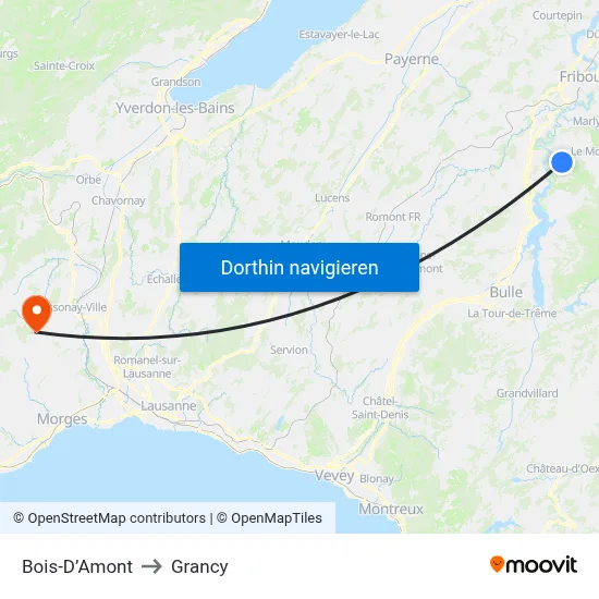 Bois-D’Amont to Grancy map