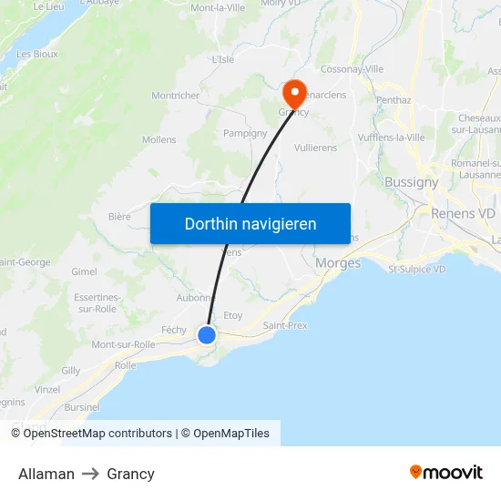 Allaman to Grancy map