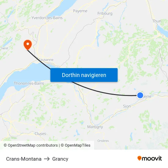 Crans-Montana to Grancy map