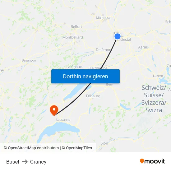 Basel to Grancy map
