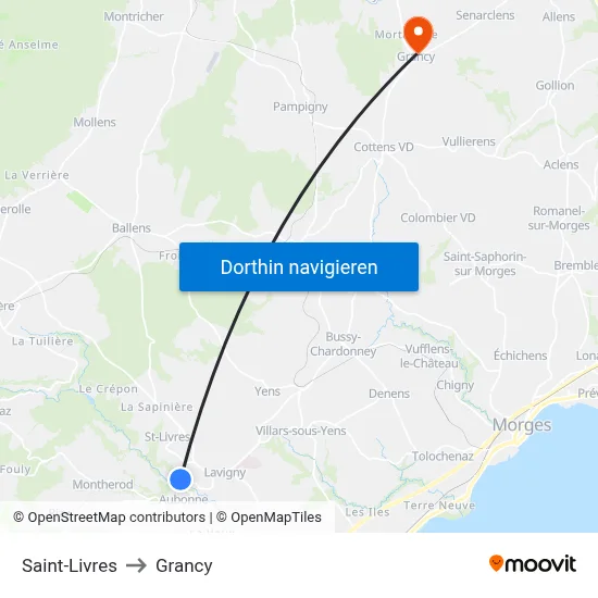 Saint-Livres to Grancy map