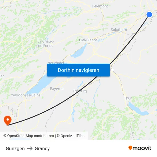 Gunzgen to Grancy map