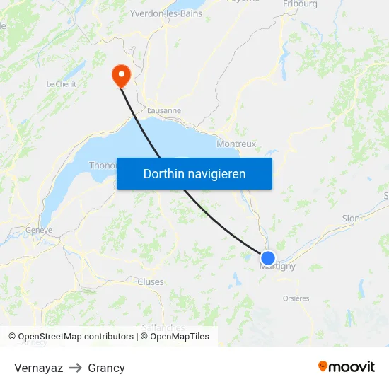 Vernayaz to Grancy map