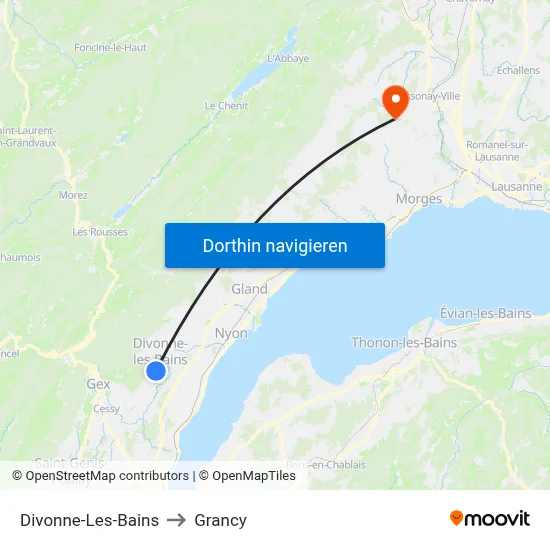 Divonne-Les-Bains to Grancy map