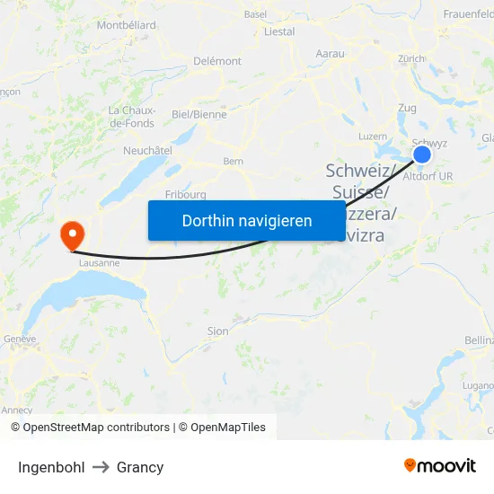 Ingenbohl to Grancy map