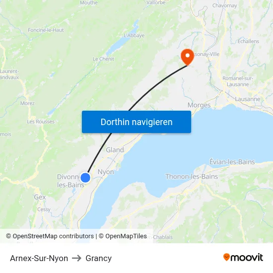 Arnex-Sur-Nyon to Grancy map