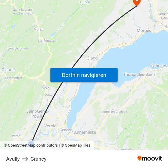 Avully to Grancy map