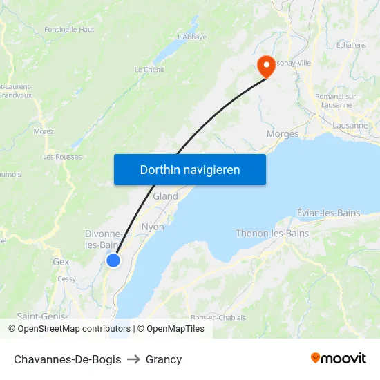 Chavannes-De-Bogis to Grancy map