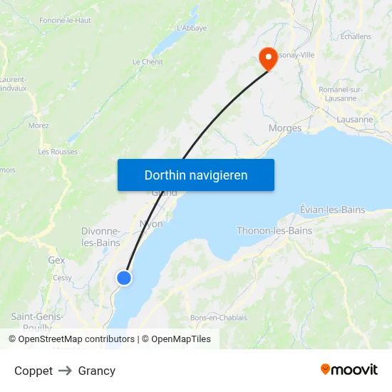 Coppet to Grancy map