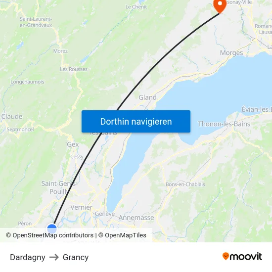 Dardagny to Grancy map