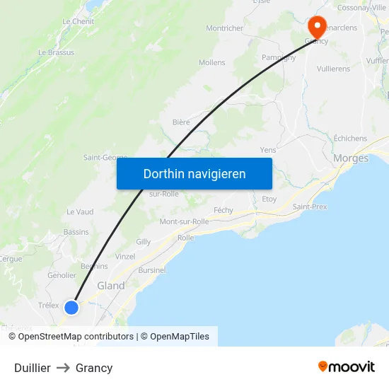 Duillier to Grancy map