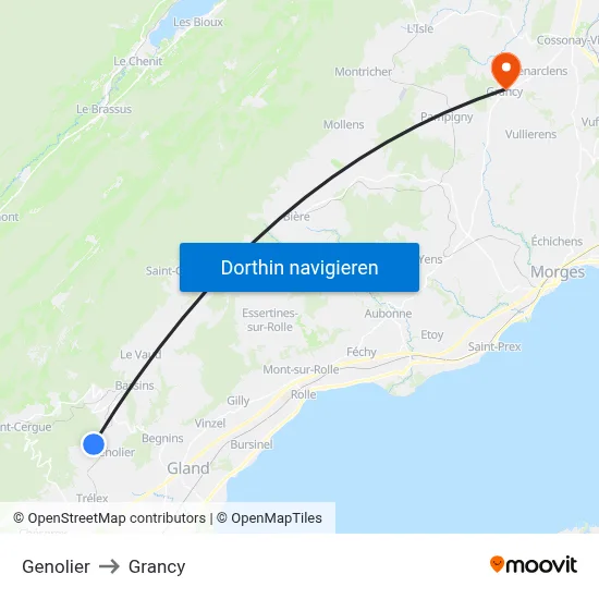 Genolier to Grancy map