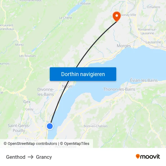 Genthod to Grancy map