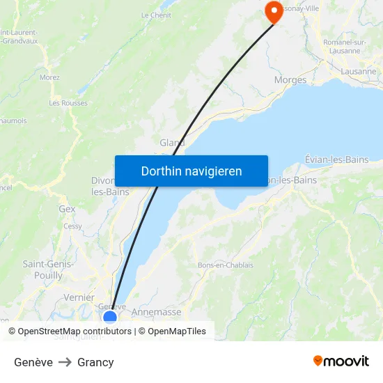 Genève to Grancy map