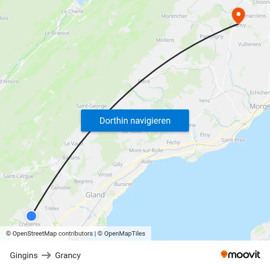 Gingins to Grancy map