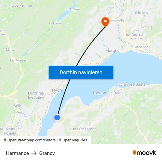 Hermance to Grancy map