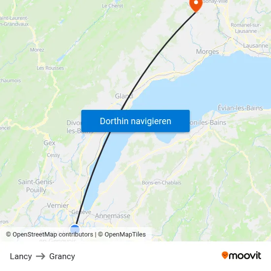 Lancy to Grancy map